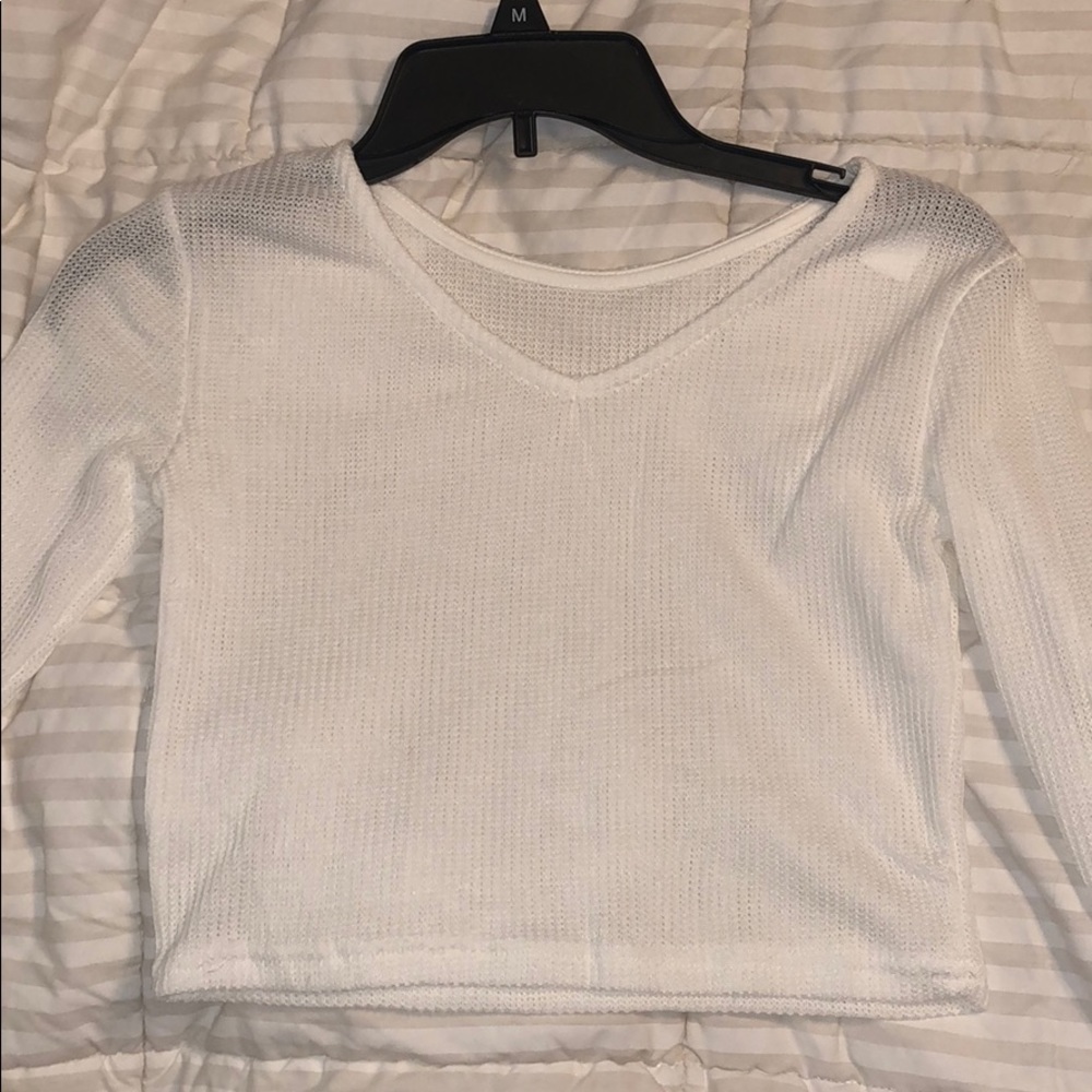 White cropped sweater
